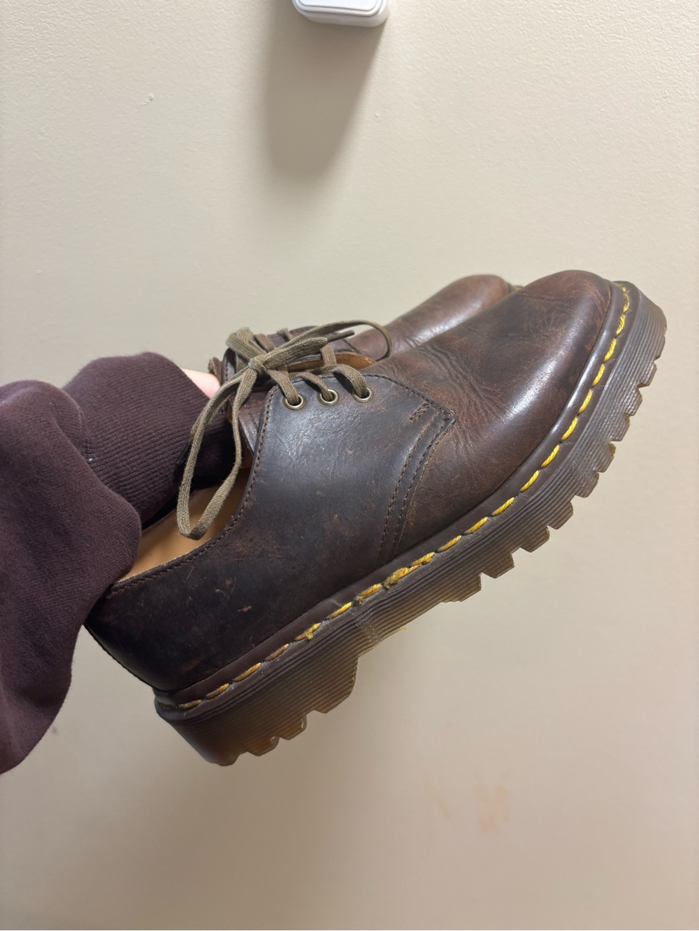 Vintage Dr. Martens AW 1484 Made in England Brown Leather Oxford Shoes size 3UK